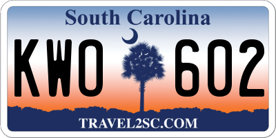 SC license plate KWO602