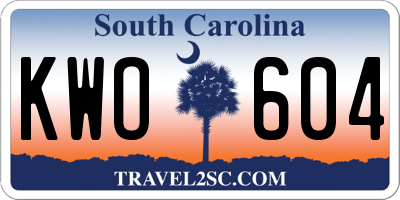 SC license plate KWO604