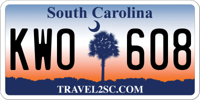 SC license plate KWO608