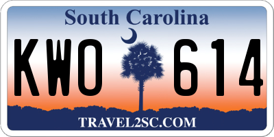 SC license plate KWO614