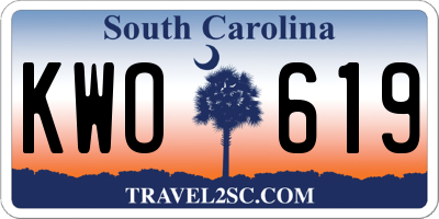 SC license plate KWO619