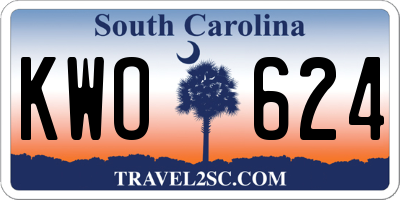 SC license plate KWO624