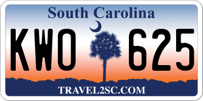 SC license plate KWO625