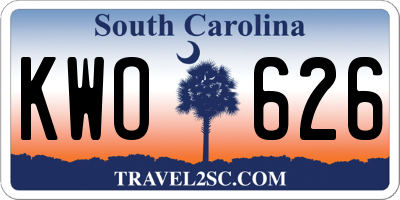 SC license plate KWO626