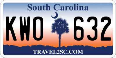 SC license plate KWO632
