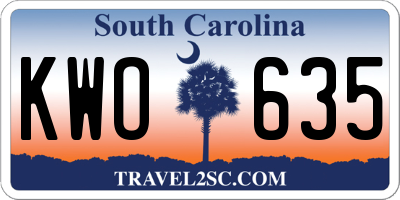 SC license plate KWO635