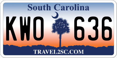 SC license plate KWO636