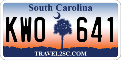 SC license plate KWO641