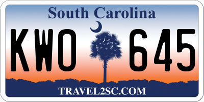 SC license plate KWO645