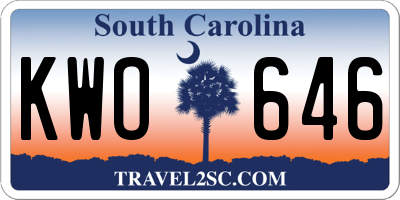 SC license plate KWO646