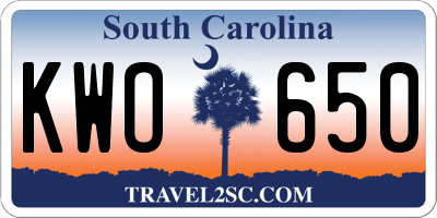 SC license plate KWO650