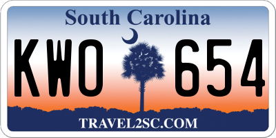 SC license plate KWO654