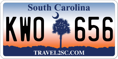 SC license plate KWO656
