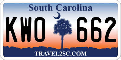 SC license plate KWO662