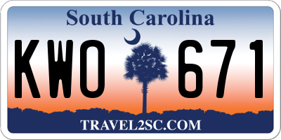 SC license plate KWO671