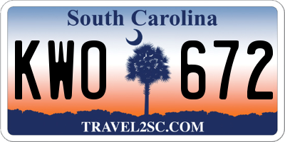 SC license plate KWO672