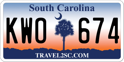SC license plate KWO674