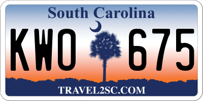 SC license plate KWO675