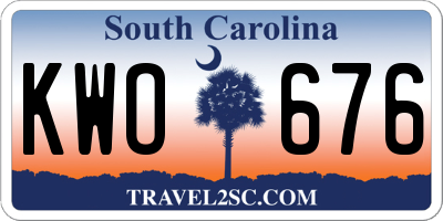 SC license plate KWO676