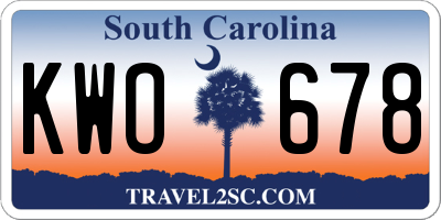 SC license plate KWO678