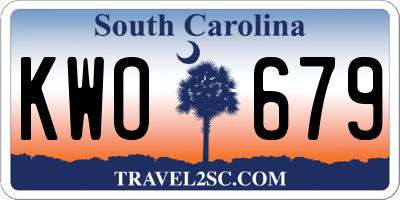 SC license plate KWO679