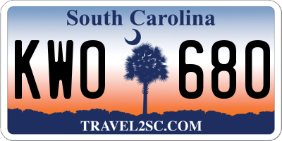 SC license plate KWO680