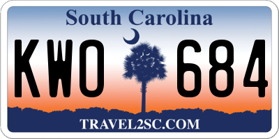 SC license plate KWO684
