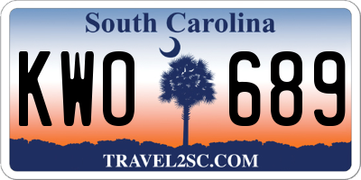 SC license plate KWO689