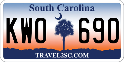 SC license plate KWO690