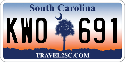 SC license plate KWO691