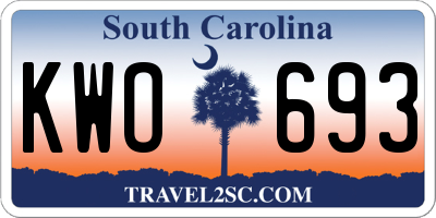 SC license plate KWO693