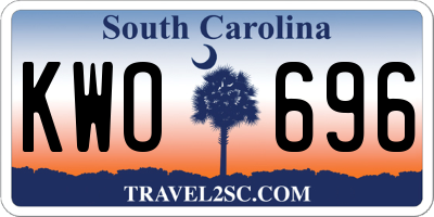 SC license plate KWO696
