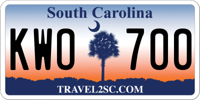 SC license plate KWO700