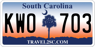 SC license plate KWO703