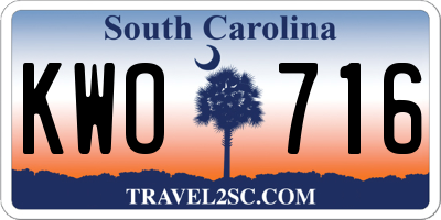 SC license plate KWO716