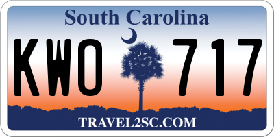 SC license plate KWO717