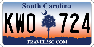 SC license plate KWO724