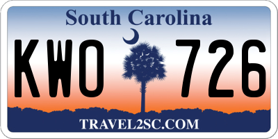 SC license plate KWO726