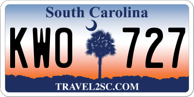 SC license plate KWO727