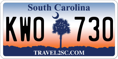 SC license plate KWO730