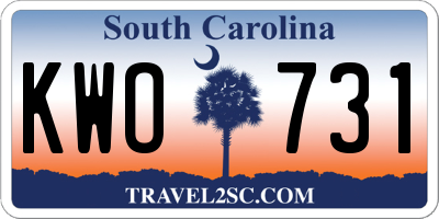 SC license plate KWO731