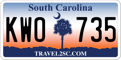 SC license plate KWO735