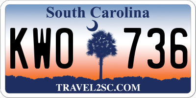 SC license plate KWO736