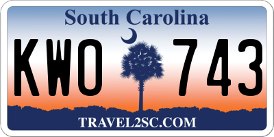 SC license plate KWO743