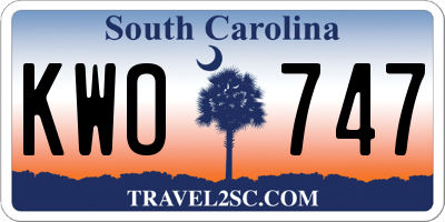 SC license plate KWO747