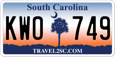 SC license plate KWO749