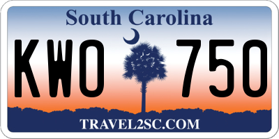 SC license plate KWO750