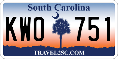 SC license plate KWO751