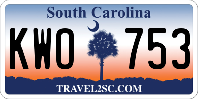 SC license plate KWO753