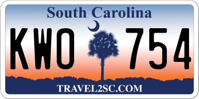 SC license plate KWO754